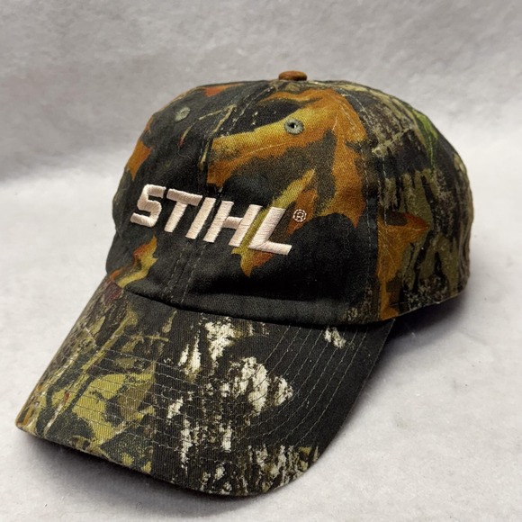 STIHL Hat Cap Strap Back Camo Green Brown Embroidered Advertising Mens Hunting - Picture 1 of 7